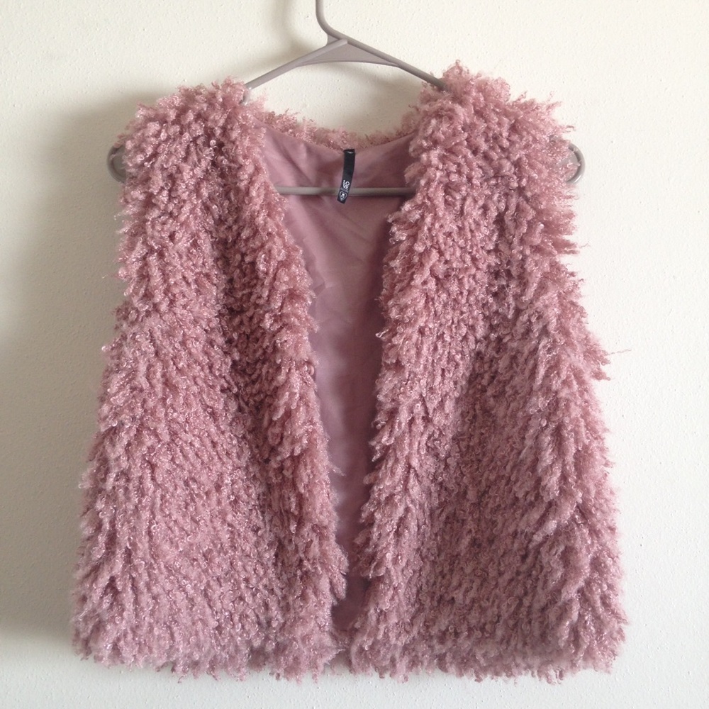 Pink Fuzzy Vest - Picture 2 of 5
